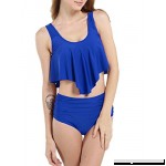 Moxeay Womens 2 Piece Bathing Suits High Waisted Flounce Top Ruched Bottom Bikini Set Blue B07PNKRDZY